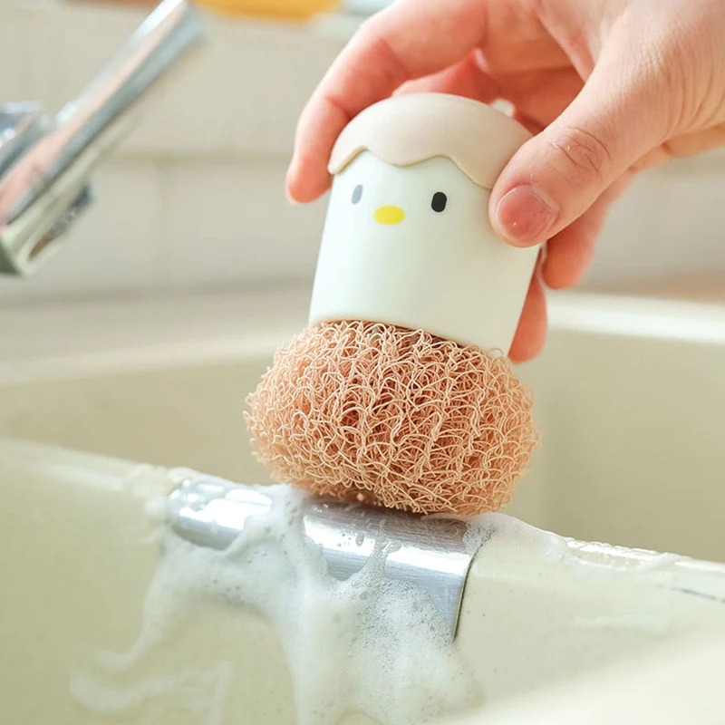 Cute Egg Kitchen Cleaning Brush Silicone Dishwashing Brush Fruit Vegetable Cleaning Brushes Pot Pan Sponge Scouring Pads