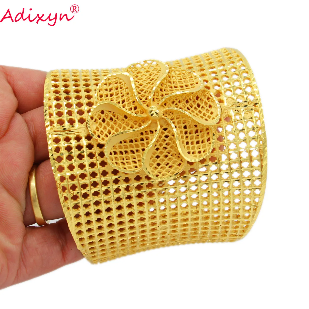 Adixyn Big Plus Size 24K Gold Color Bangles for Women Bridal Jewelry Dubai Ethiopian India Middle East Items N01064