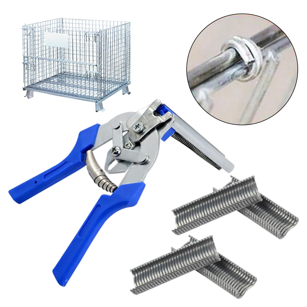 2022 New Hog Ring Plier Tool or 600pcs M Clips Staples Chicken Mesh Cage Wire Fencing Caged Clamp Pliers