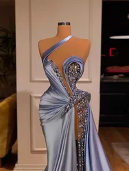 Luxury Prom Dresses 2023 Party Elastic Force Beading Crystal Sweetheart Sleeveless Zipper A-Line Gowns Novia Do New Vestidos 213