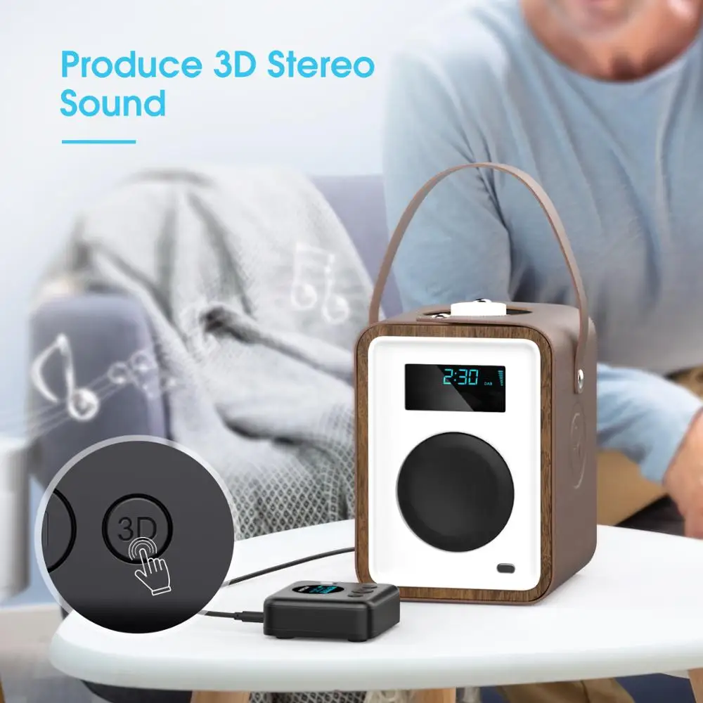 ترقية Mpow بلوتوث محول الصوت Mpow BH492 بلوتوث 5.0 استقبال مع شاشة OLED والصوت ثلاثية الأبعاد لنظام ستيريو المنزل سيارة