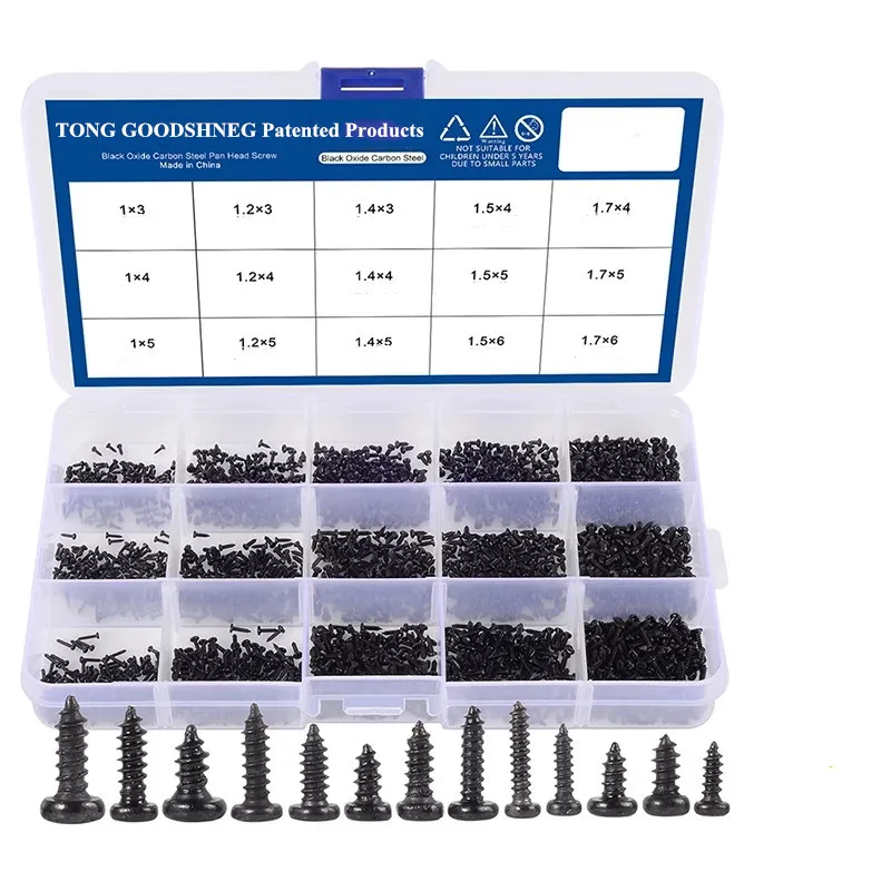 Phillips Electric Small Mini  Self-tapping Kit Screw Glasses Phone Screws Pan Round Head Tapping Screw Set M1 M1.2 M1.4 M1.5