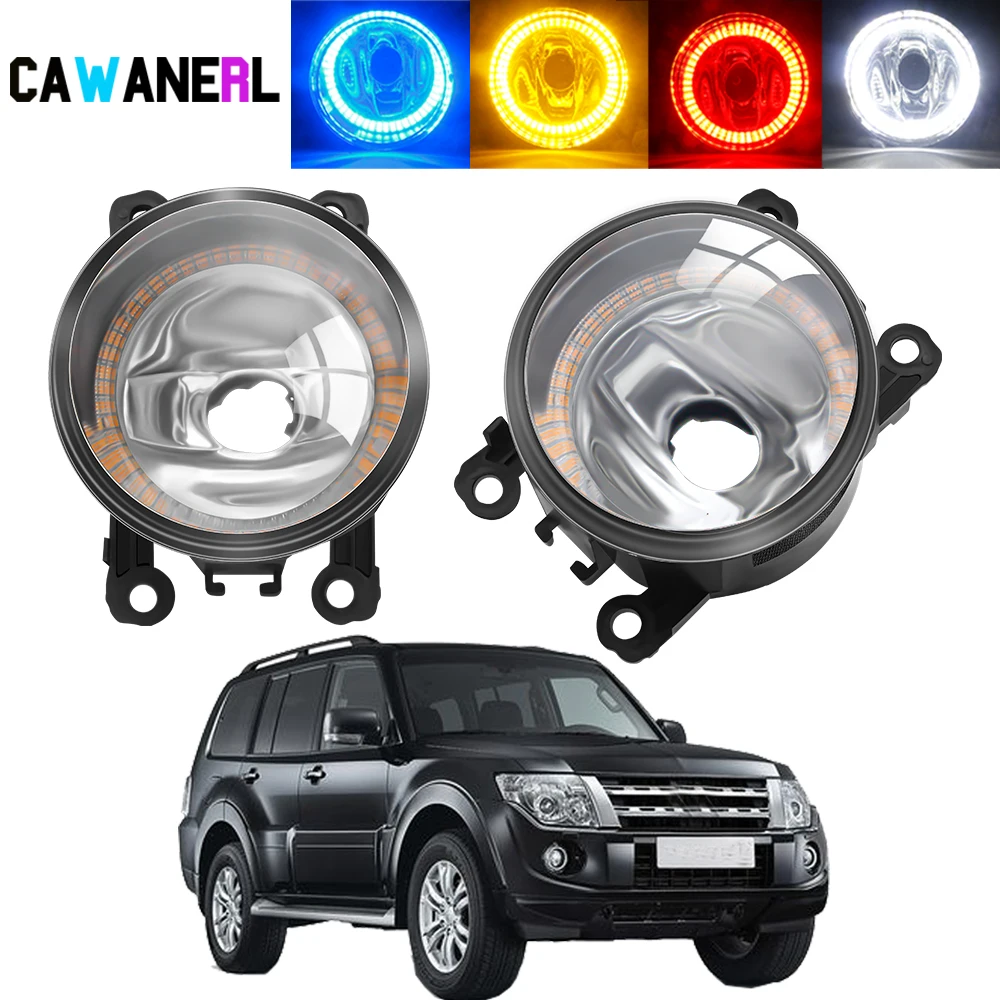 Car Angel Eye Fog Light Assembly Halo Ring DRL Fog Daytime Running Lamp 12V For Mitsubishi Pajero IV Van V80 V90 Box 2007-2012