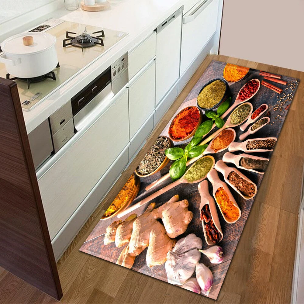 Kitchen Entrance Doormat Home Bedroom Floor Decoration Hallway Mat Balcony Bathroom Anti-Slip Carpet Modern Printing Long Rug