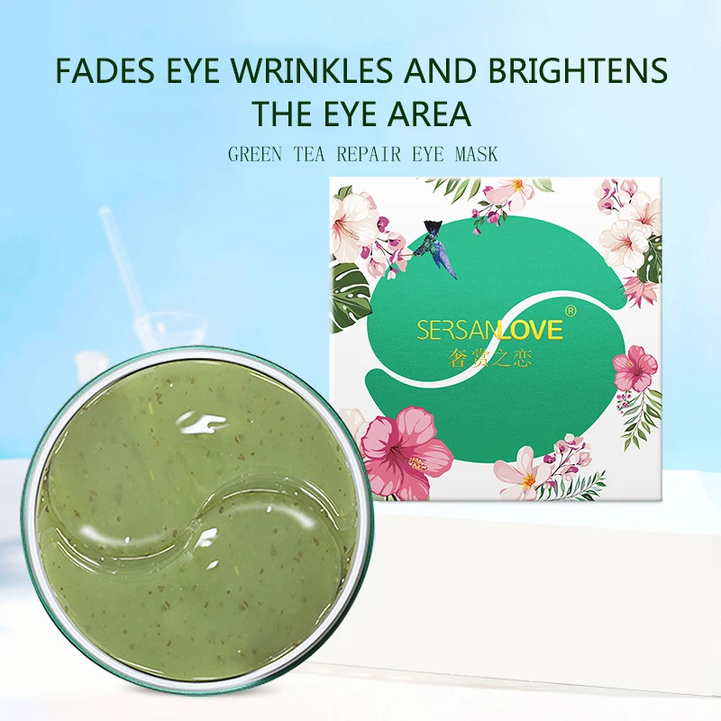 

Green Tea Eye Mask Eye Patch Fades Dark Circles Puffy Eyes Fine Lines Moisturizing Anti-Aging Seaweed Hydrogel Eye Mask