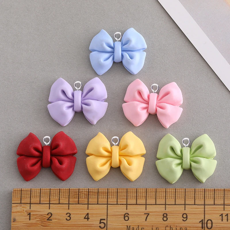 10pcs Fashion Colorful Bowknot Earring Keychain Charms Jewelry Making Findings Flatback Patch Pendant C752