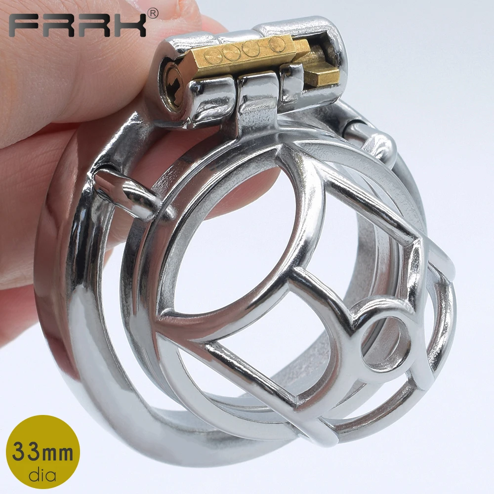 FRRK Diamond Maen\'s Chastity Device for Male Cock Cage Small Penis Rings Sexual Toys Shop Stainless Steel BDSM Bondge Belt