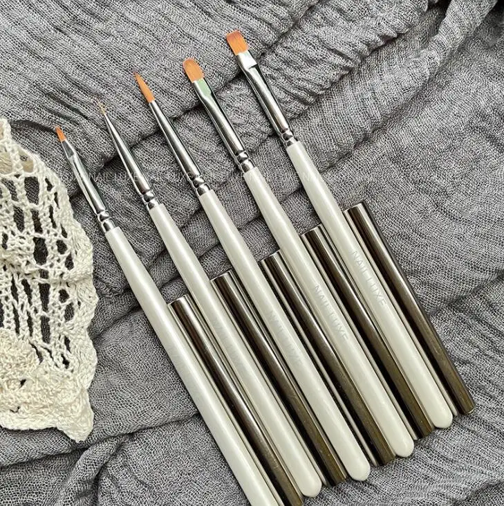 

acylic nail brush set Brush Pen Acrylic Handle Carving Powder Gel Liquid Salon Liner Nail Brushes With Cap