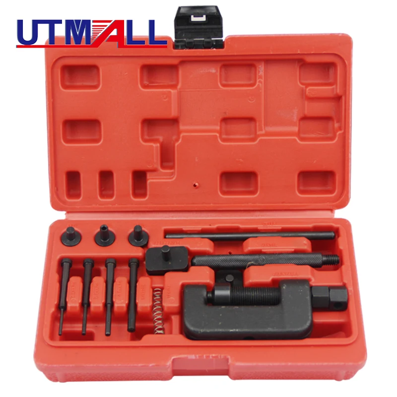 13pcs Motorcycle Chain Breaker Set Chain Removal Tool Chain Cutter and Riveter Kit for Cam and 25 to 630 Chains for Easy Chain