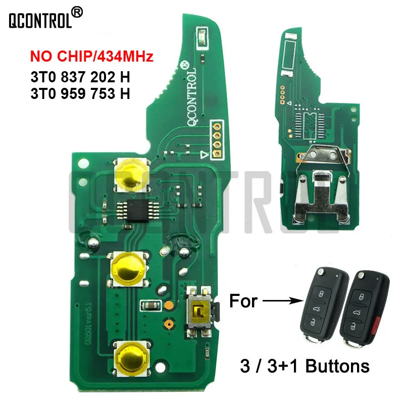 QCONTROL Car Remote Key Circuit Board for 3T0837202/5FA010413-00 for Citigo/Fabia/Octavia/Rapid/Roomster/Superb/Yeti for Skoda