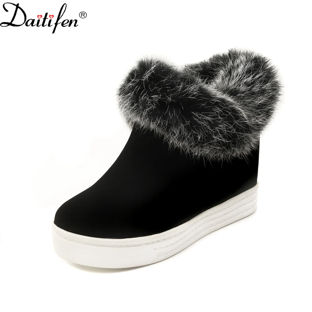 

Daitifen Brand Winter Women Keep Warm Snow Boots Platform Concise Female Ankle Boots Rabbit Fur Ladies Outdoor Loafer Shoes