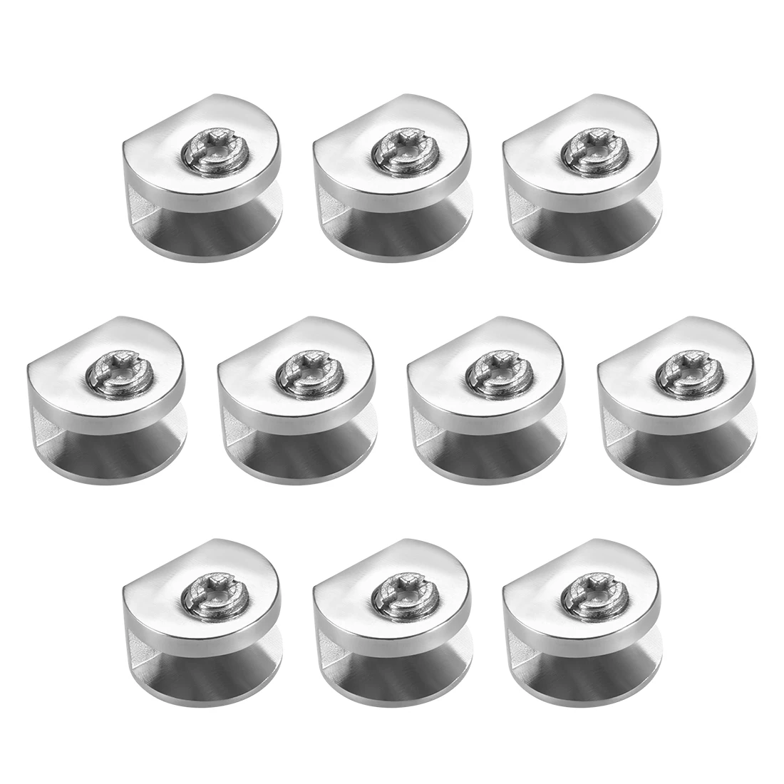 uxcell 10 Pcs Glass Shelf Brackets - Adjustable Zinc Alloy Glass Clamp Clip Holder Round for 5-8mm Thickness