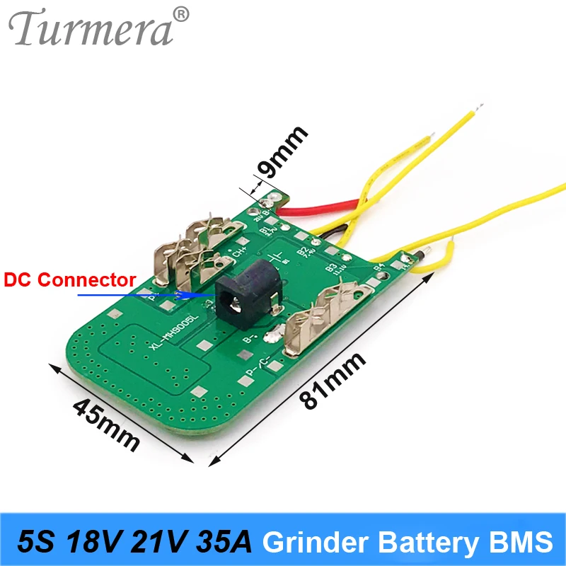 Turmera 5S 18v 21v 35a bms placa de bateria de lítio para 18v moedor sem fio 21v chave de fenda shurik e aspirador de pó bateria