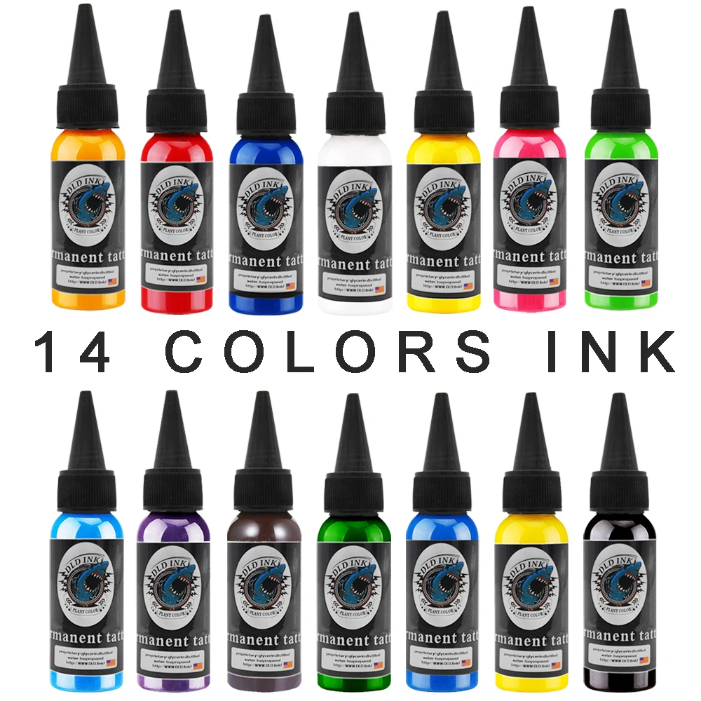 16 bottle DLD Tattoo Ink 30ml 1oz (16 colors) Tattoo Pigment kit for Lining and Shading