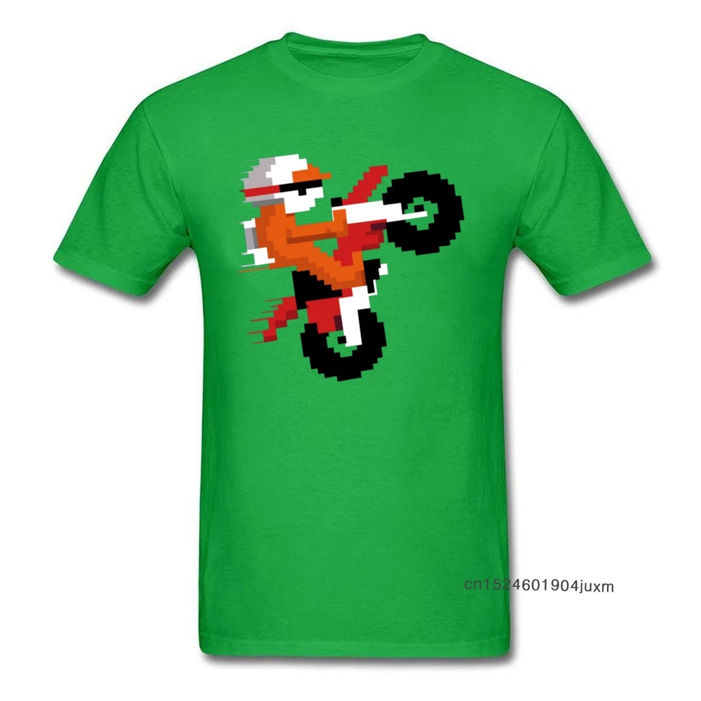 Excitebike Custom T-shirts Men Cotton Summer Tops & Tees Green T Shirt Short Sleeve New Fashion Moto Biker Tshirt Stunt Player