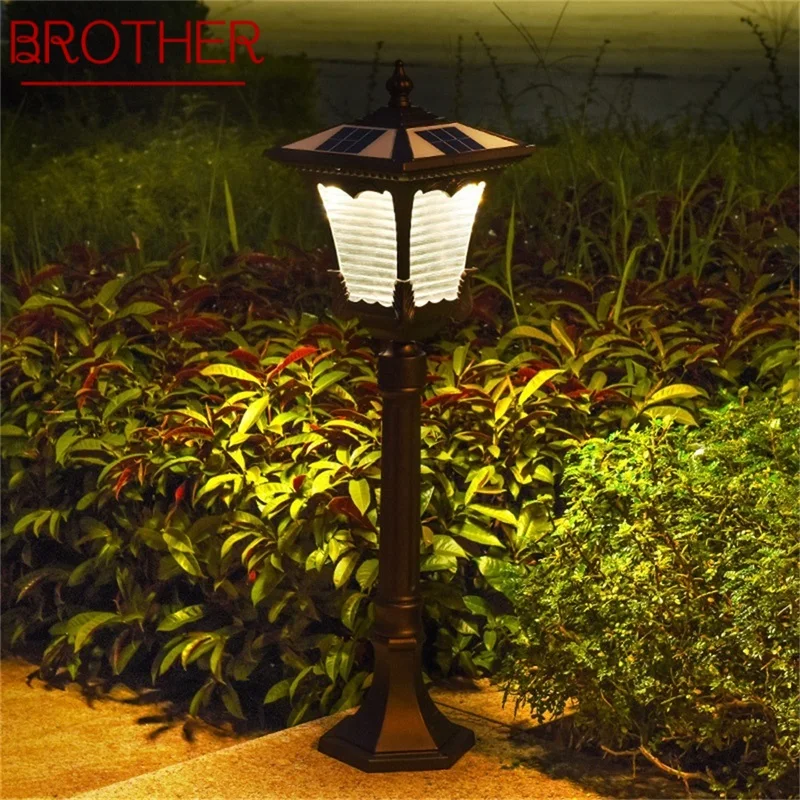 BROTHER Outdoor Lawn Lights Solar Retro Brown Garden Lamp LED Waterproof IP65 Home Decorative for Duplex