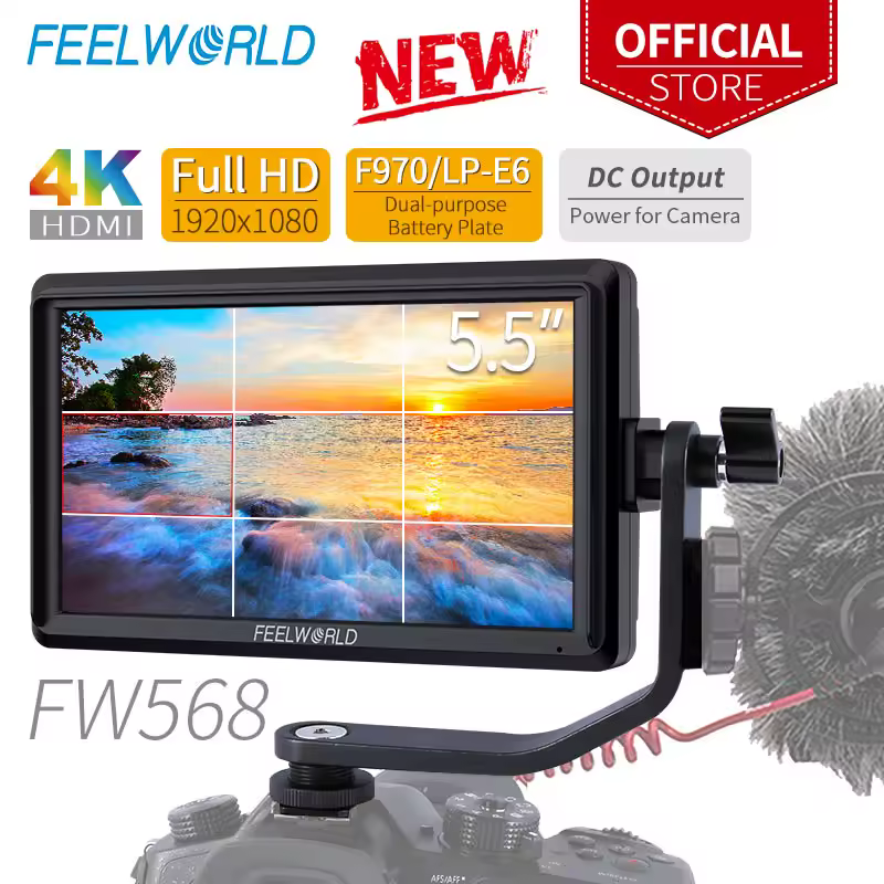 FEELWORLD FW568 5.5 אינץ מצלמה שדה קטן מלא HD 4K HDMI 1920x1080 IPS וידאו פוקוס לסייע עבור Sony ניקון Canon
