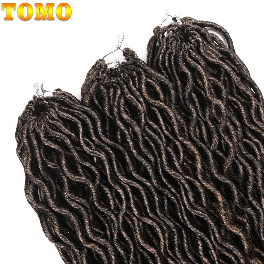 TOMO สังเคราะห์ Bohemian Faux Locs Curly Crochet Braid 20นิ้ว24 Strands Ombre Braiding Extensions ผมโครเชต์สำหรับผู้หญิงสีดำ