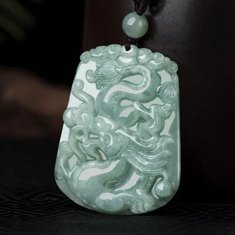 Hot Selling Natural Jade Dragon Pendant Charm Jewellery Hand-Carved Necklace for Women Men Fashion Accessories