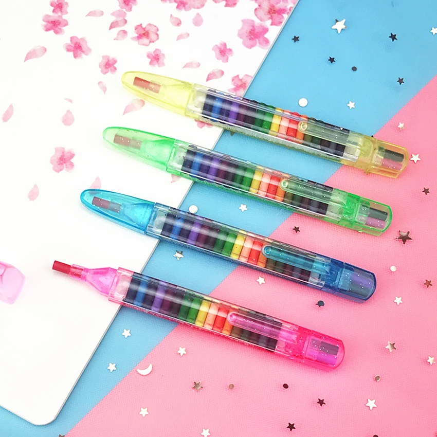 1Pc DIY 20-Color Replaceable Pastel Pencil, Creative Colored Painting Crayons Graffiti Pencil, Cute Kids Drawing Stationery Pen