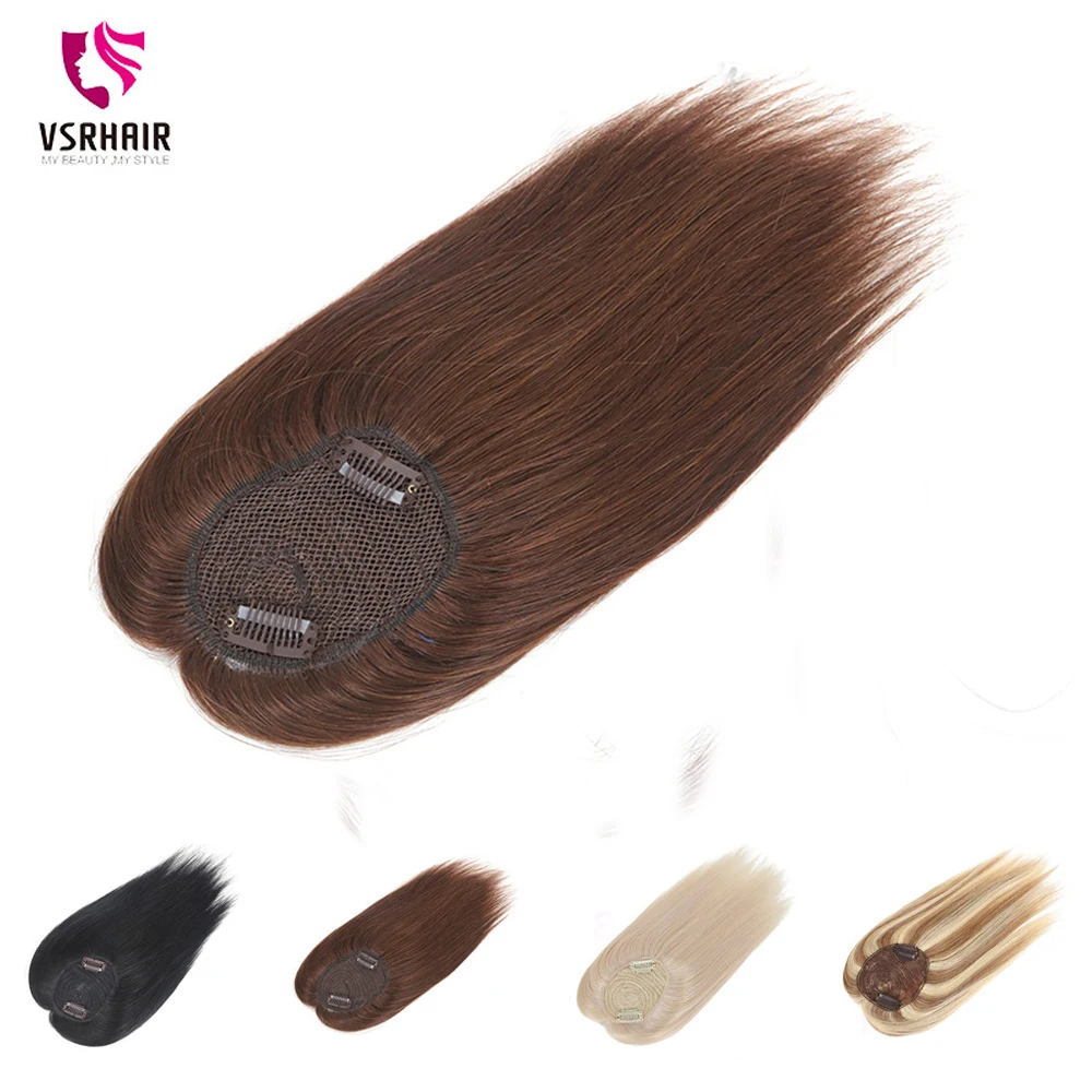 VSR 14 inches Long Toppers For Women 100% Human Hair Extensions Clip-in One Piece Piano Color Blonde Clips Human Hair Topper