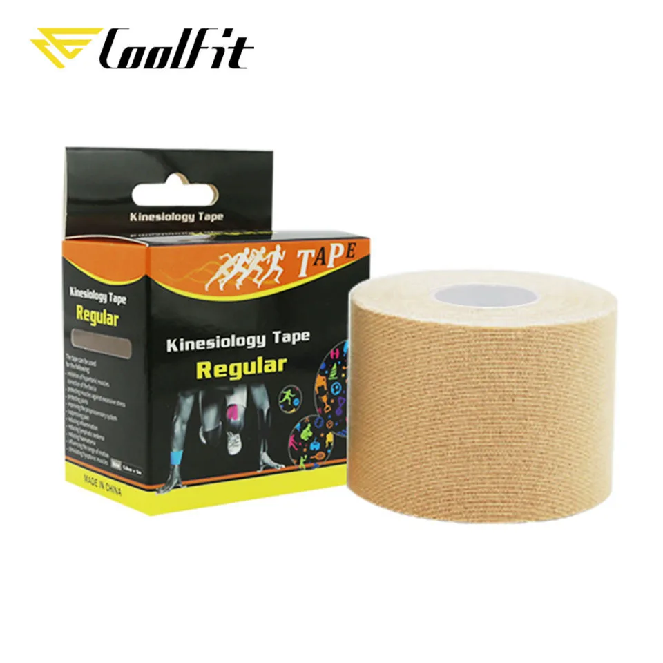 CoolFit 5cm*5m Upgraded Pre Cut Muscle Tape Elastic Roll Sport Kneepad Internal Cotton Elastic Adhesive Kinesiology Patch Injury