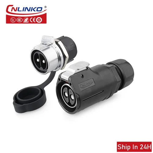 Cnlinko LP28 M28 conector de 2 pines 500V 50A conector de cable conector de alimentación de enchufe eléctrico de plástico impermeable