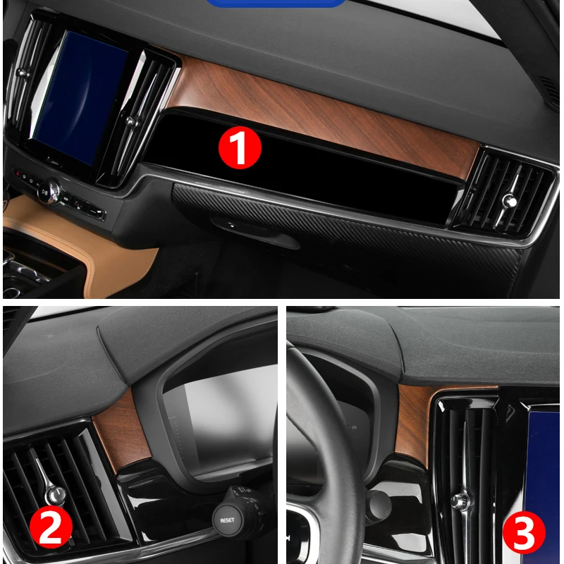 Car styling for volvo S90 Peach Wood Grain Decoration Electronic Handbrake Gear Rear Air Conditioning Decoration Car Accessories