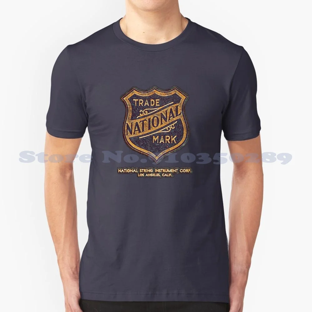 Vintage 1928 National Guitar Shield 100% Cotton T-Shirt 1928 Triolian National Guitar National Logo Steel Guitar Tricone