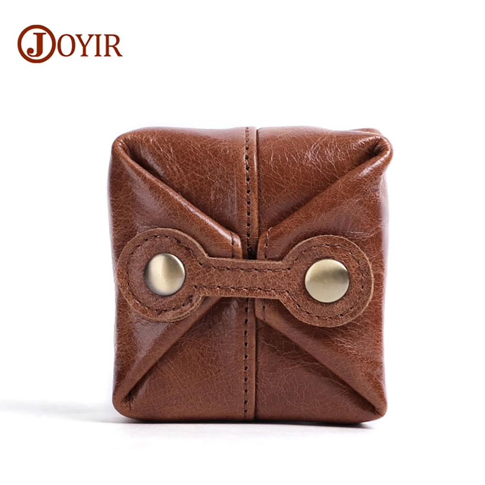 JOYIR Genuine Leather Rfid Wallet Small Coin Pocke Unisex Credit Card Holder Wallet Men Women Card Id Holder Buckle Coin Purse