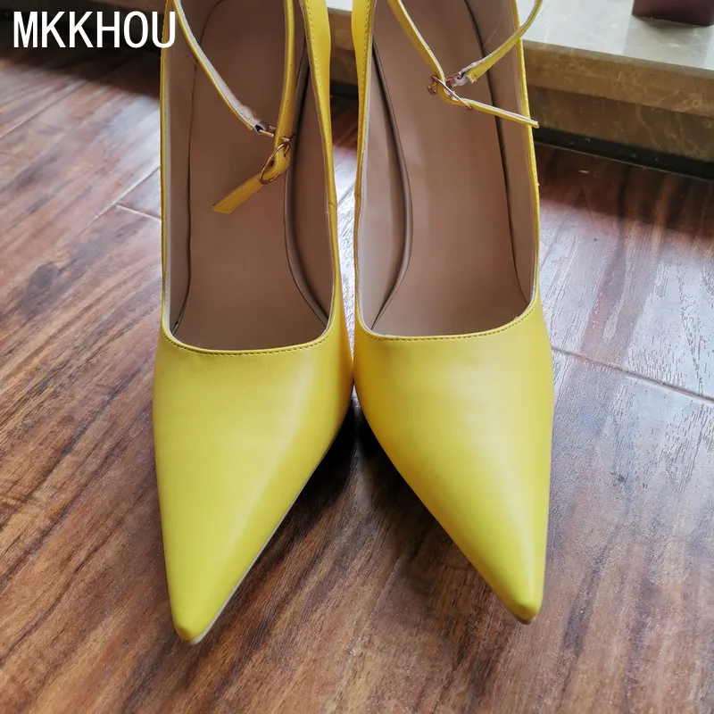 MKKHOU Fashion Single Shoes Women New Four Seasons Shoes High Heels Original Design Simple Yellow Pumps 15cm Sexy Ladies Shoes