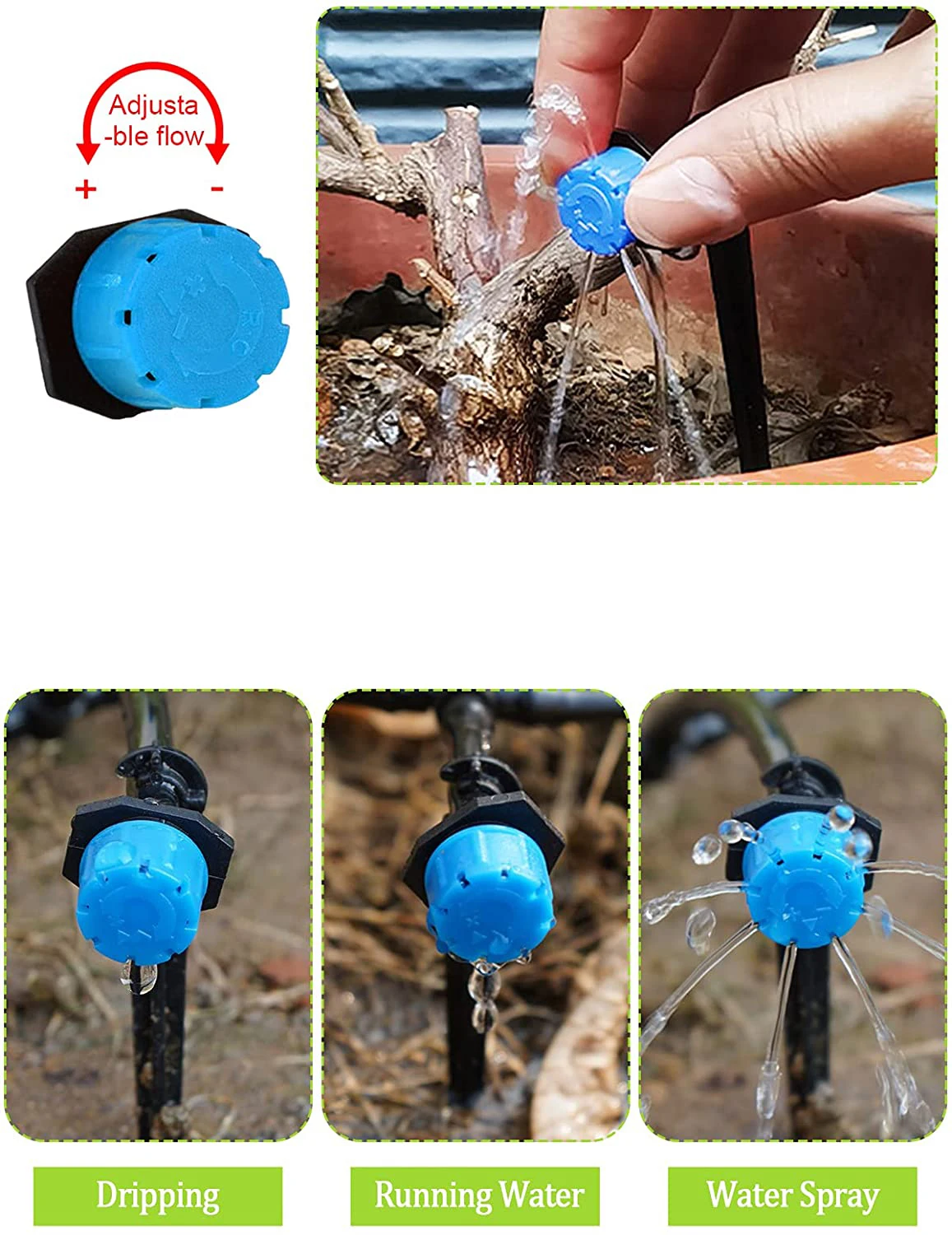 4/7mm Adjustable Dripper Drip Irrigation System Kit 360° Sprinkler Water Flow Transmitter For Garden Courtyard Lawn Flower Bed