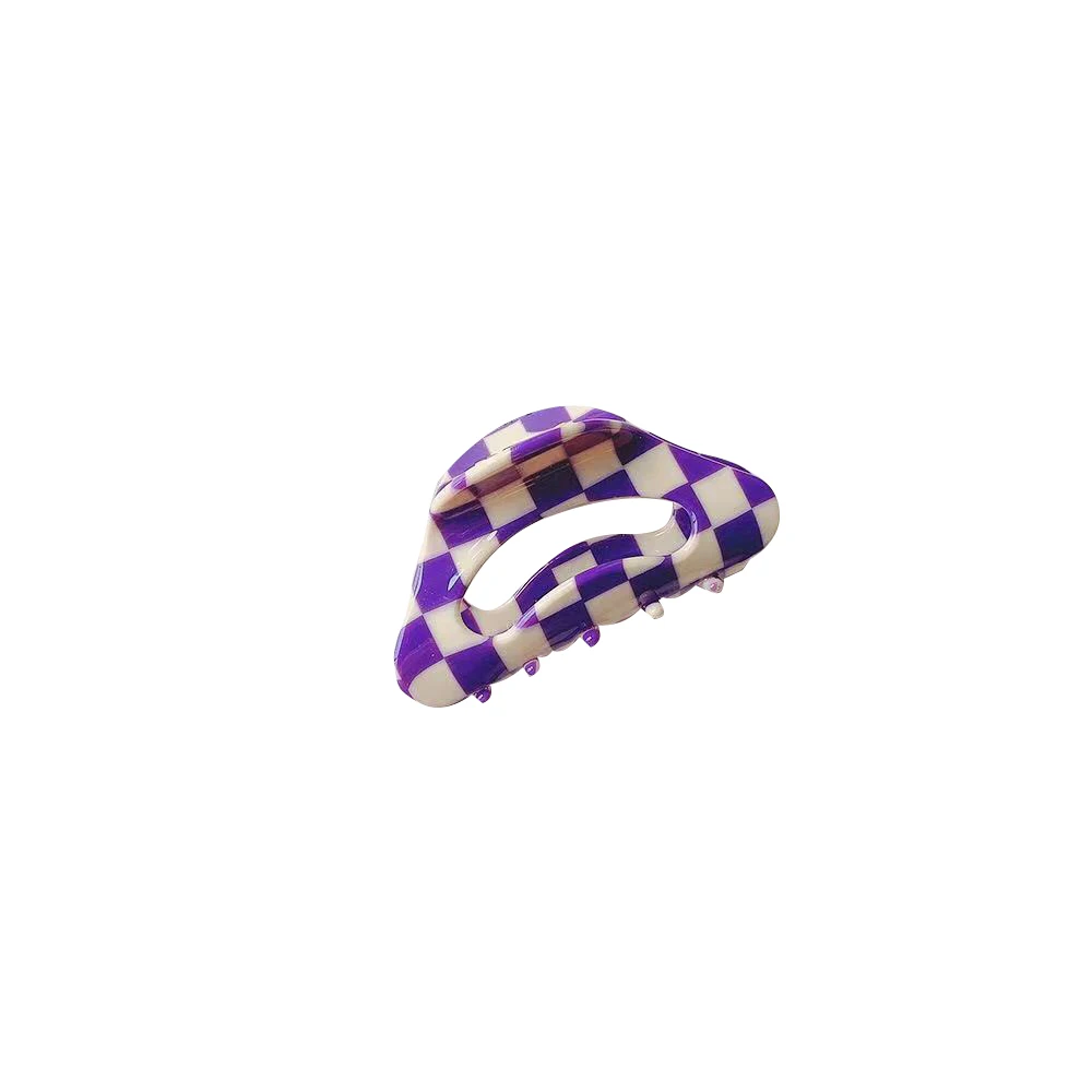 Elegant Colorful Checkerboard Grid Hair Claws Check grip Bathing Hair Clips Hairpin Shark Barrette Women Hair Accessories