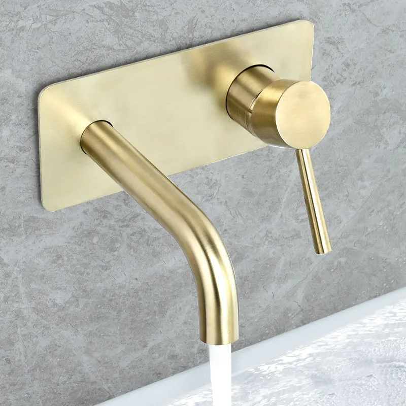 

Basin Faucet Concealed Bathroom Sink Faucet Brushed Gold In-Wall Basin Spout Mixer Tap Set Combination Blanoir Solid Brass tap