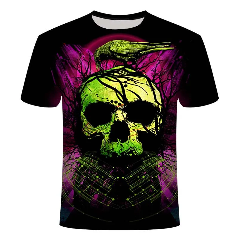 Skull Men\'s T-Shirts Men\'s Hip Hop 3D Shirts Horror O-Neck T-shirt Summer Fashion Tops Boys Clothing Large Size Street Clothing