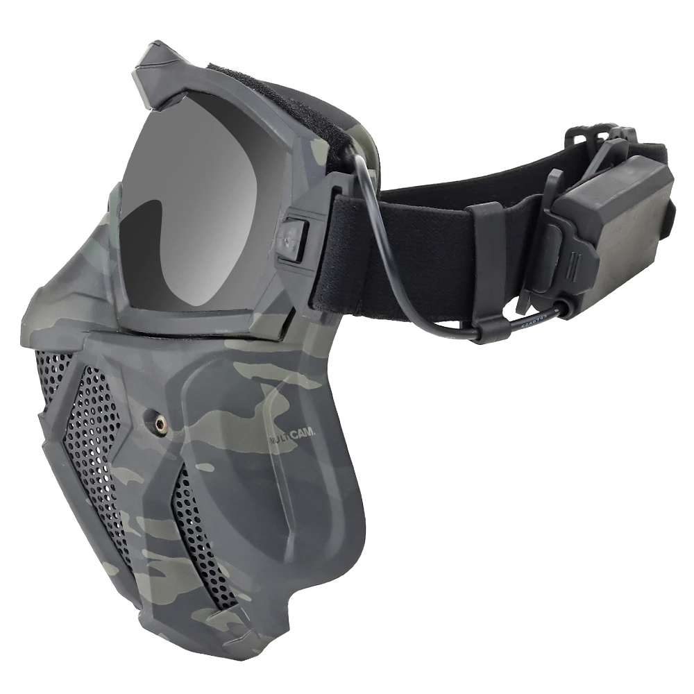 Tactical Mesh Mask Full Face Protective Airsoft Detachable Anti-fog Fan Goggle System Motorcross Paintball Hunting Accessories