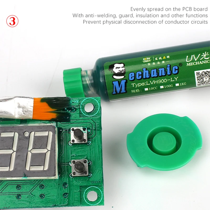 MECHANIC UV-Lichthärtung BGA PCB Lötmaske Tinte Schwarz/Blau/Grün/Rot/Gelb/Weiß Schweißölfarbe Verhindert korrosive Arcing