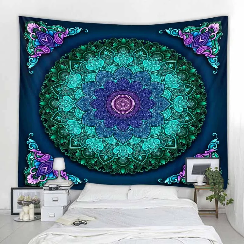 Mandala art tapestry color fractal chakra wall hanging bohemian living room bedroom wall decoration aesthetics room decoration