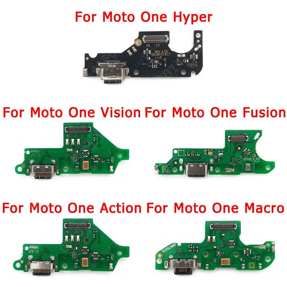 Charging Port For Motorola Moto One Fusion Vision Action Hyper Macro USB Charge Board PCB Dock Connector Plate Flex Spare Parts