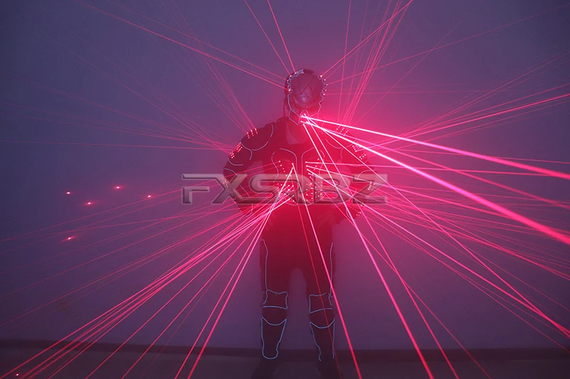 New Red Laser Robot Suit Laser Fiber Optic 2 in 1 Armor Costumes Bar Nightclub Stage Laser Clothing Performance