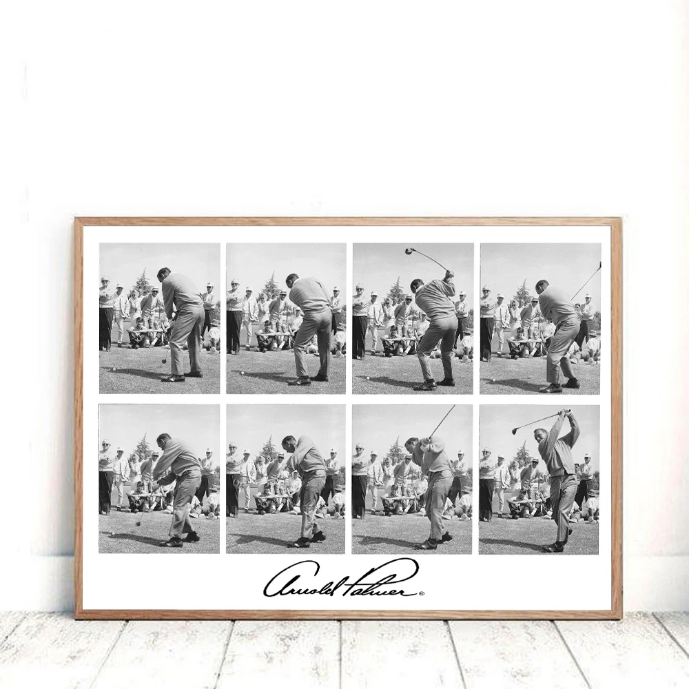 Black and White Golfer gift Print Vintage Photo Poster for Bathroom Decor Masters Champion Rare Swing Sequence Wall Art