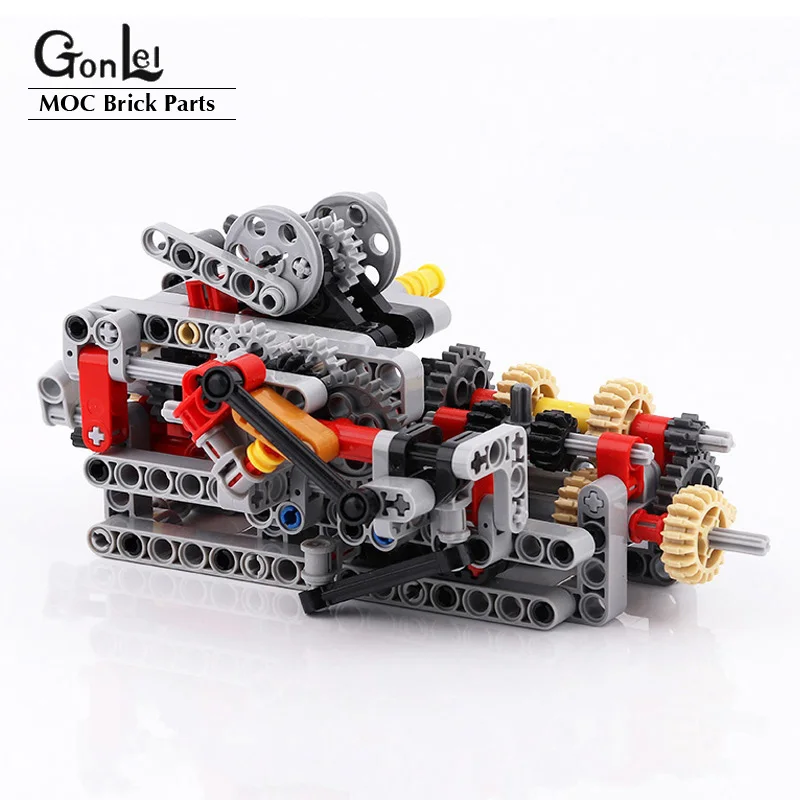 High-Tech 8 Speeds Sequential Gearbox Drive Motors System MOC Building Block Brick Bulk Parts Toy Fit for MOC Cars Parts Set