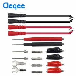 Cleqee Test Leads kit Replaceable Test wires Probes for digital Multimeter 4mm banana plug crocodile clips U type probe