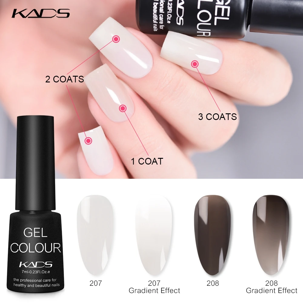 KADS Milky White Gel Polish 7ml French Translucen Jelly White and Black Soak Off Led UV Gel Varnish With Nail Dryer Lacquer