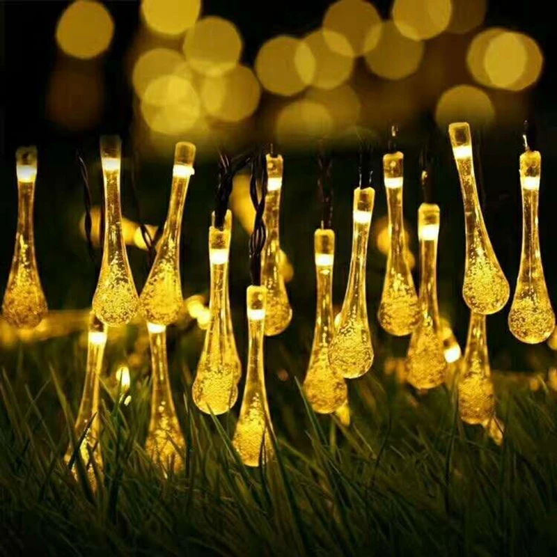 7M 50LEDS Water Drop Christmas String Light Solar Powered Fairy Lamps For Outdoor Garden Party Christmas Decoration