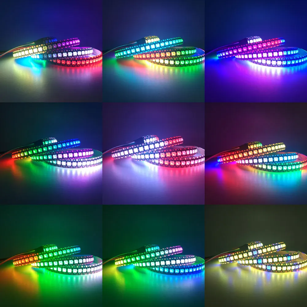 Imagem -05 - Fita Led Rgb Endereçável Individualmente Luz Smart Pixels Ws2812 5050 Pcb Ip30 65 67 15m Dc5v Ws2812b