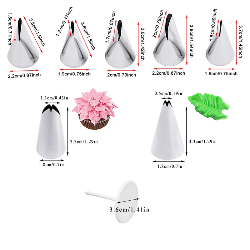 8PCS Rose Blatt Düse Kuchen Tipps Set Creme Dekoration Icing Piping Pastry Düsen Cupcake Dekorieren Werkzeug Backformen