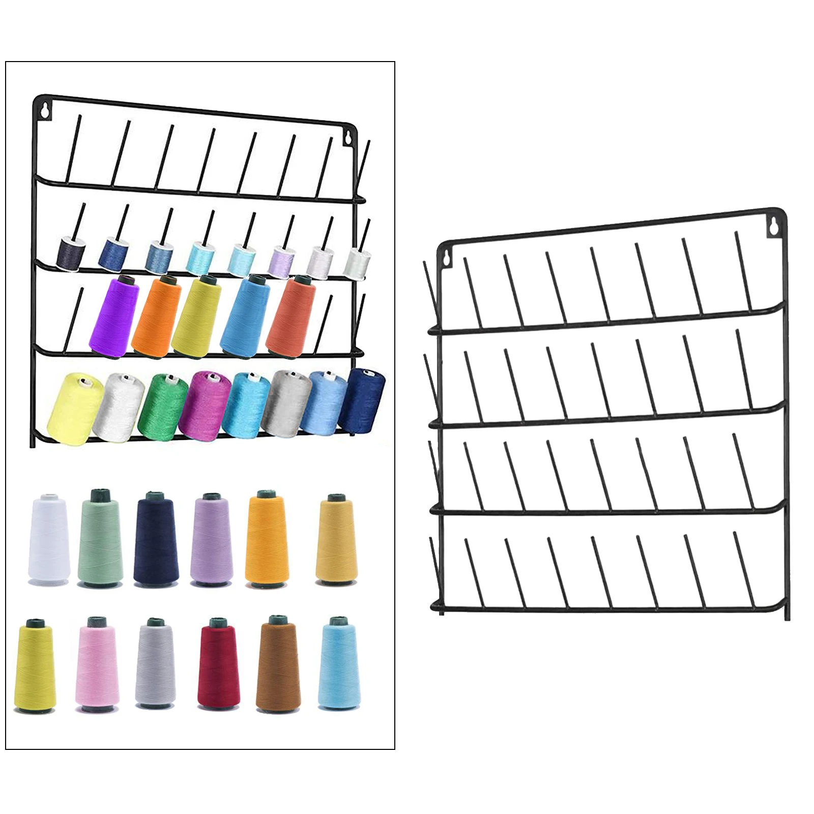 32-Spool Sewing Thread Rack, Wall-Mounted Sewing Thead Holder, Iron Organizer Shelf for Mini Sewing Quilting Jewelry Embroidery
