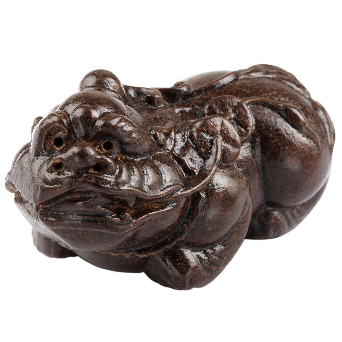 

TUMBEELLUWA 1.37 inch Pi Xiu Sandalwood Wooden Handcraft Feng Shui Oriental Sculpture Figurines Home Decor Wealth and Good Luck