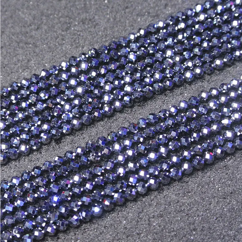 2/3/4mm Natural Terahertz Stone Beads 15\'\' Round Faceted Spacer Tiny DIY Loose Beads For Jewelry Making Beads Necklace Bracelet